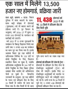 Bihar Home Guard Recruitment 2026 news paper cutting